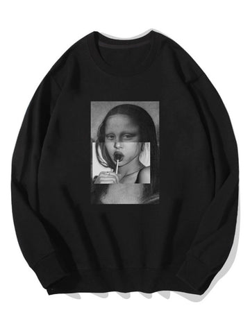 Portrait Print Cotton Sweatshirt