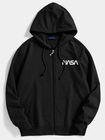 Nasa Print Zip Through Hoodie